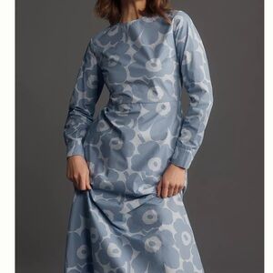 Marimekko Katse unikko midi dress NWT in iris blue, size M